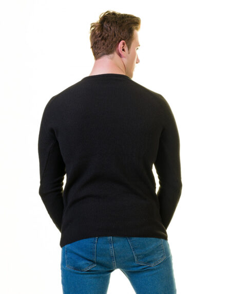 Dark Black Wool Luxury Zippered With Sweater Jacket Warm Winter Tailor Fit