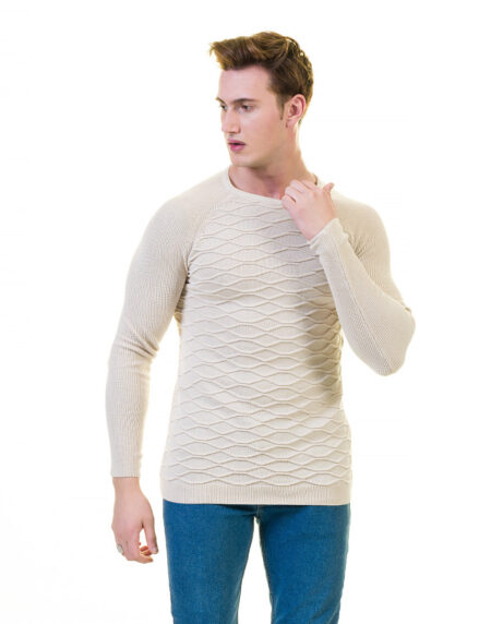 Off White Printed European Wool Luxury Zippered With Sweater Jacket Warm Winter Tailor Fit