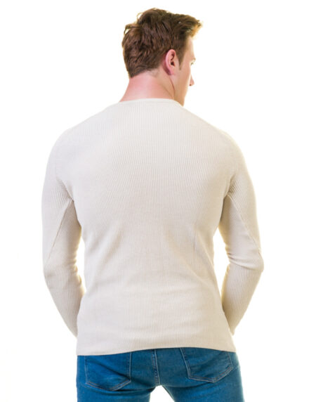Off White Printed European Wool Luxury Zippered With Sweater Jacket Warm Winter Tailor Fit