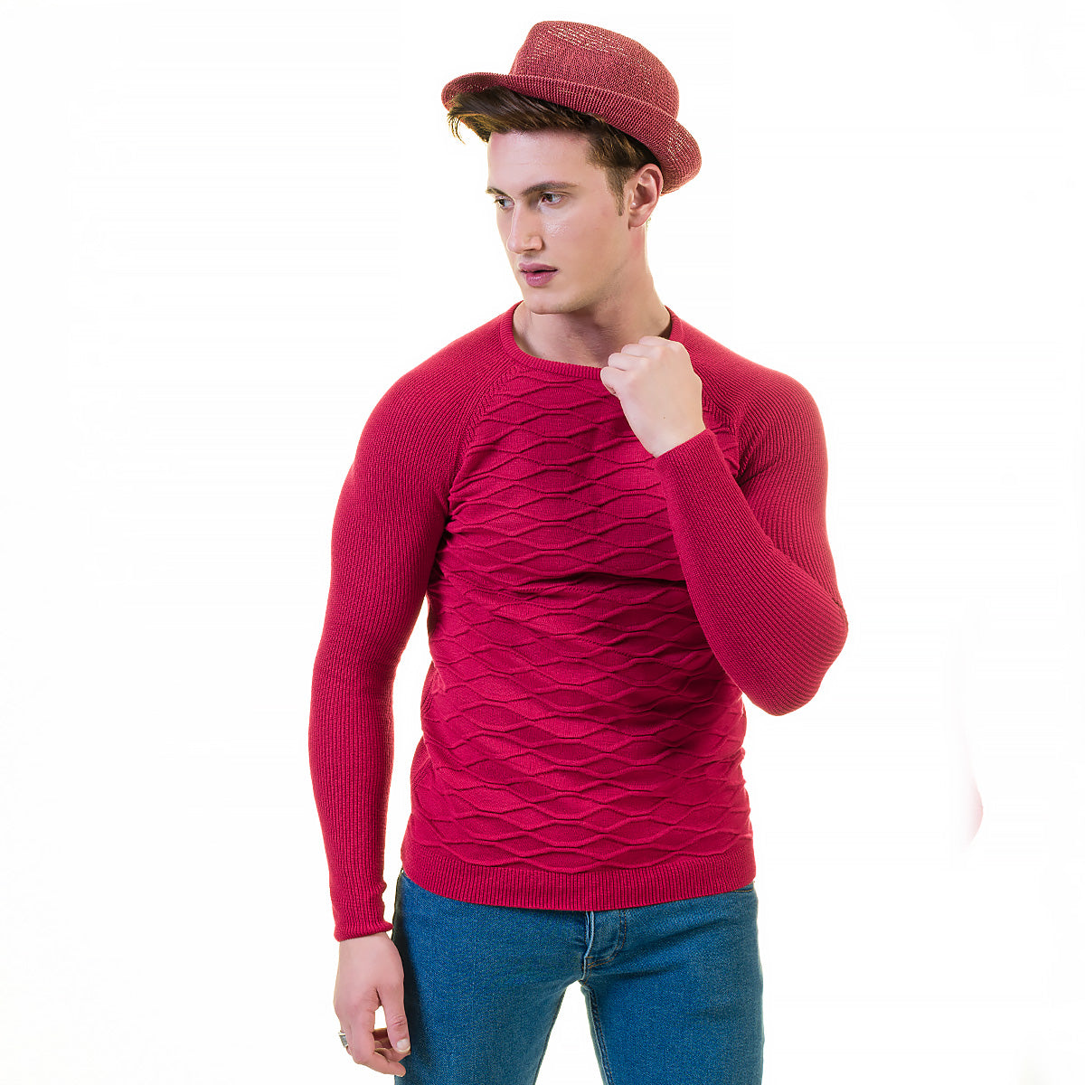 Pink European Wool Luxury Zippered With Sweater Jacket Warm Winter Tailor Fit - Image 3