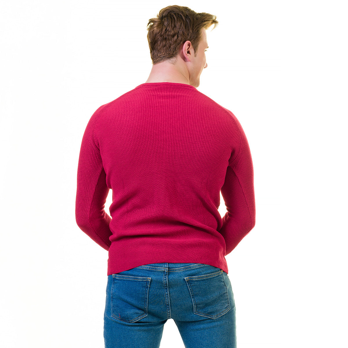 Pink European Wool Luxury Zippered With Sweater Jacket Warm Winter Tailor Fit - Image 5