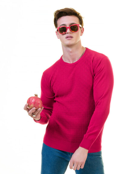 Dark Pink European Wool Luxury Zippered With Sweater Jacket Warm Winter Tailor Fit