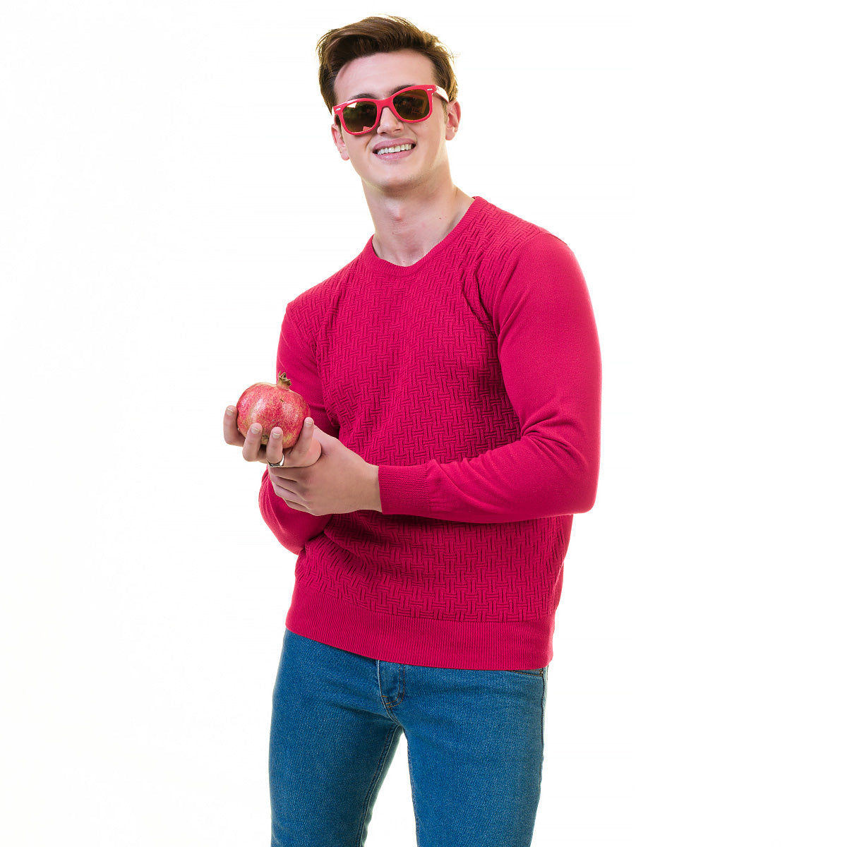 Dark Pink European Wool Luxury Zippered With Sweater Jacket Warm Winter Tailor Fit - Image 2