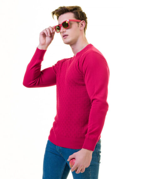 Dark Pink European Wool Luxury Zippered With Sweater Jacket Warm Winter Tailor Fit