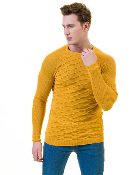 Yellow European Wool Luxury Zippered With Sweater Jacket Warm Winter Tailor Fit