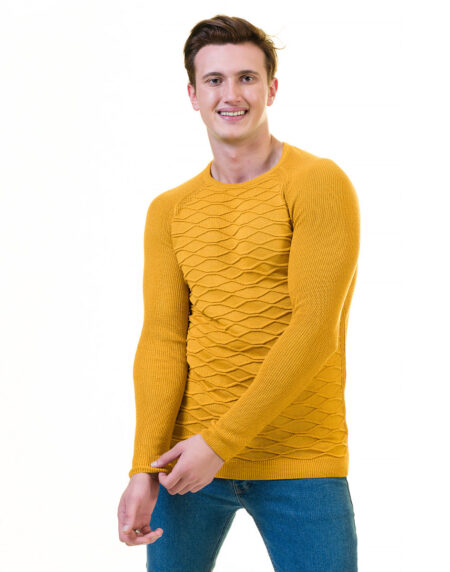 Yellow European Wool Luxury Zippered With Sweater Jacket Warm Winter Tailor Fit