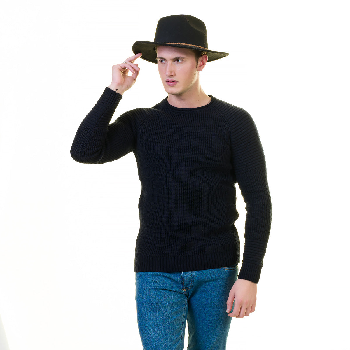 Black Plain European Wool Luxury Zippered With Sweater Jacket Warm Winter Tailor Fit - Image 3