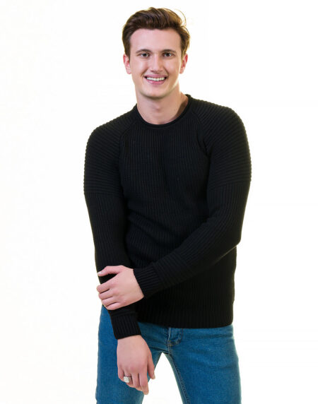Solid Black Printed European Wool Luxury Zippered With Sweater Jacket Warm Winter Tailor Fit