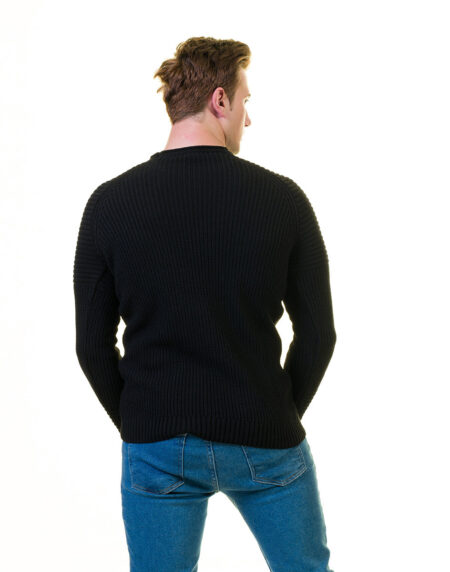 Solid Black Printed European Wool Luxury Zippered With Sweater Jacket Warm Winter Tailor Fit
