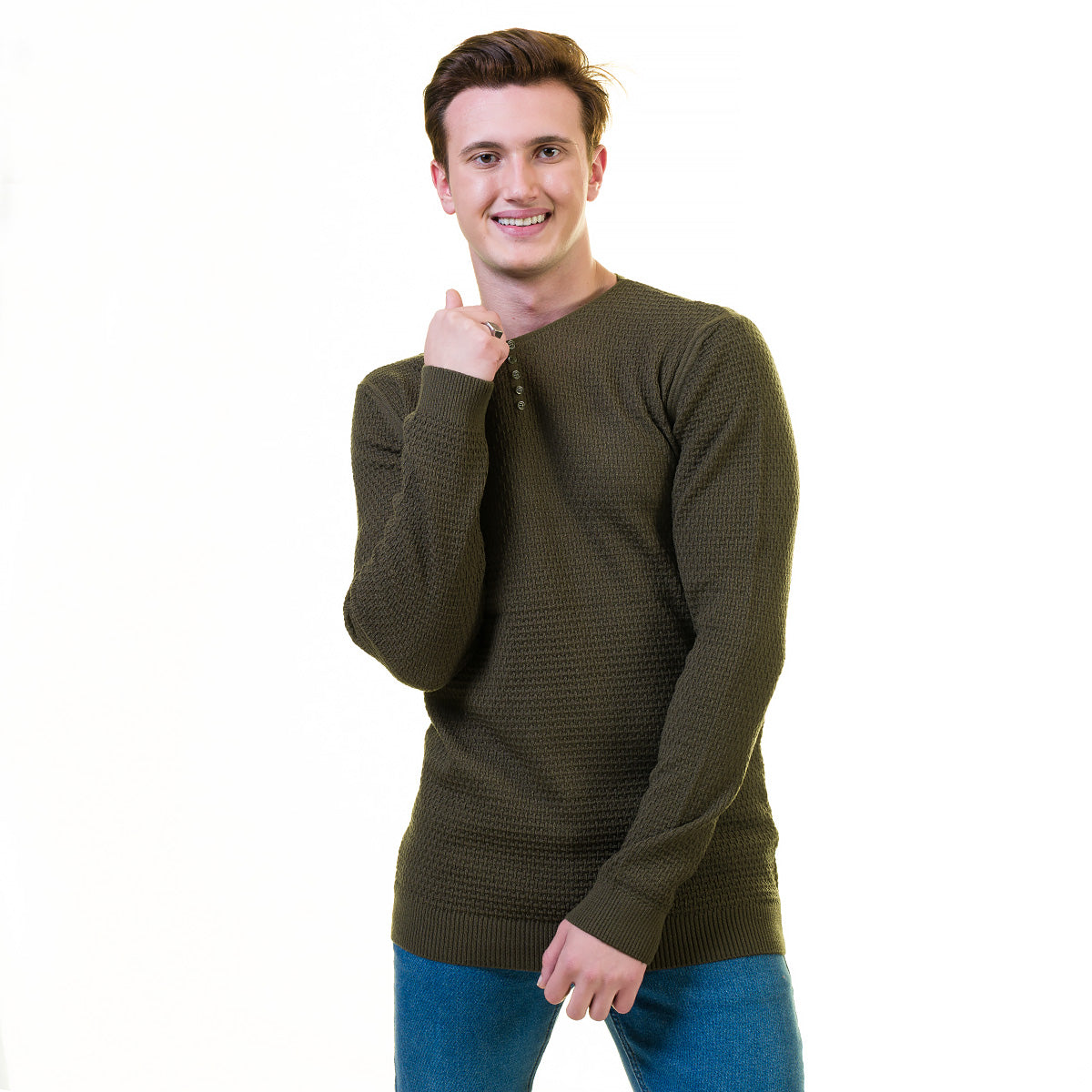 Green European Wool Luxury Zippered With Sweater Jacket Warm Winter Tailor Fit - Image 4