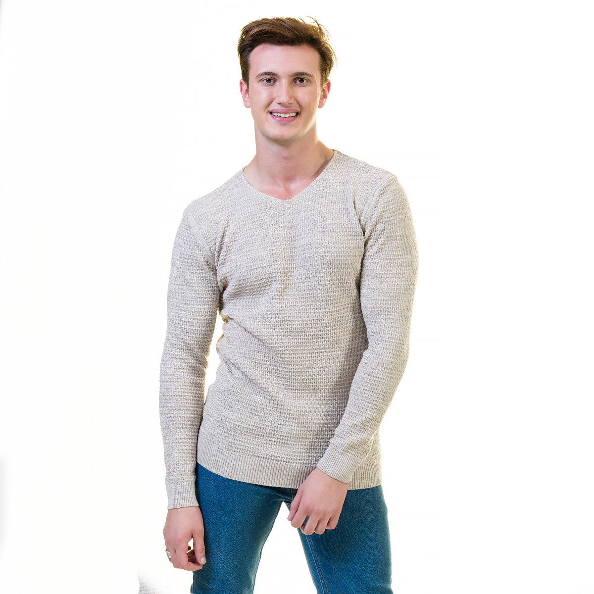 Simple Grey European Wool Luxury Zippered With Sweater Jacket Warm Winter Tailor Fit - Image 5