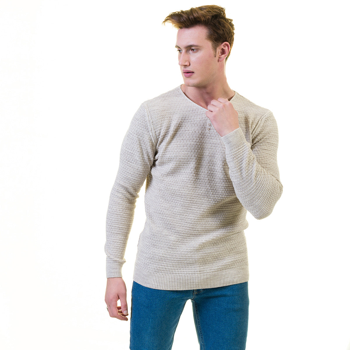 Simple Grey European Wool Luxury Zippered With Sweater Jacket Warm Winter Tailor Fit - Image 4