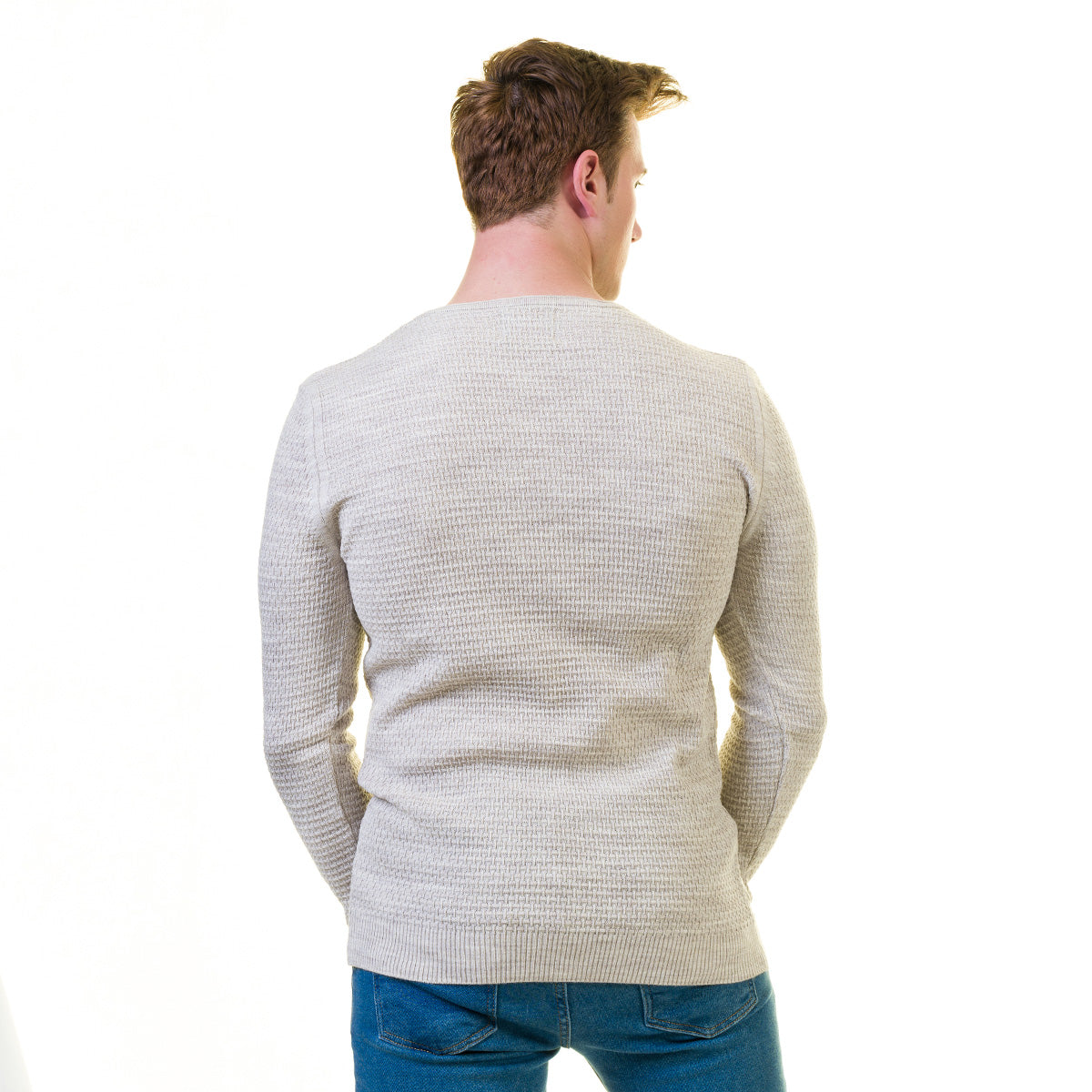 Simple Grey European Wool Luxury Zippered With Sweater Jacket Warm Winter Tailor Fit - Image 6