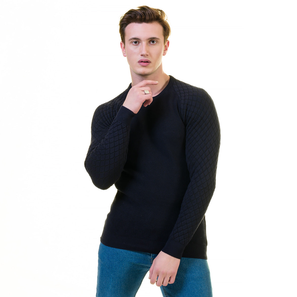 Black Check European Wool Luxury Zippered With Sweater Jacket Warm Winter Tailor Fit - Image 6