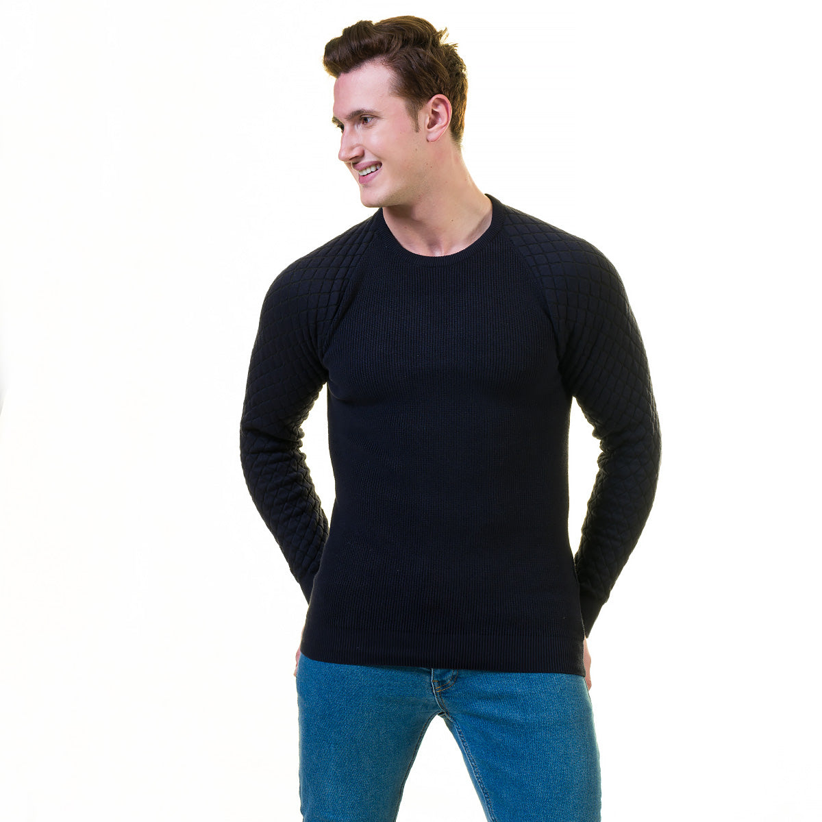 Black Check European Wool Luxury Zippered With Sweater Jacket Warm Winter Tailor Fit - Image 2