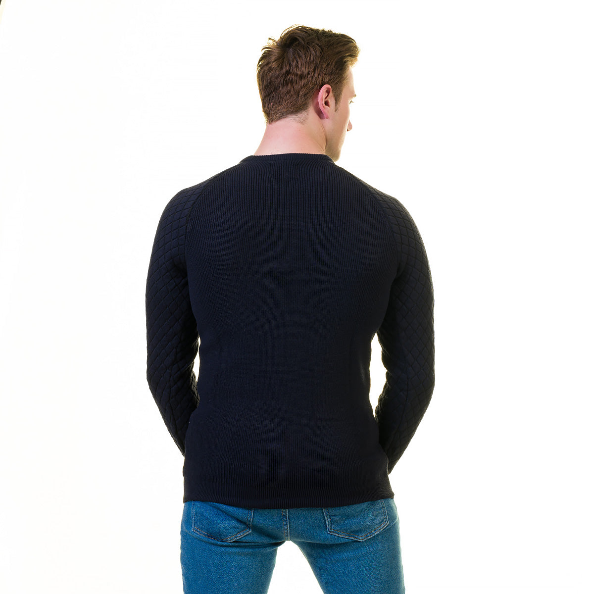 Black Check European Wool Luxury Zippered With Sweater Jacket Warm Winter Tailor Fit - Image 5