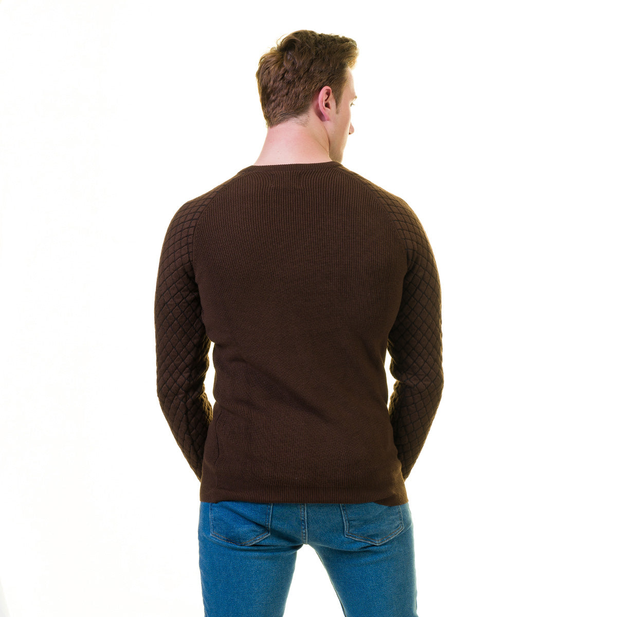 Dark Brown European Wool Luxury Zippered With Sweater Jacket Warm Winter Tailor Fit - Image 5