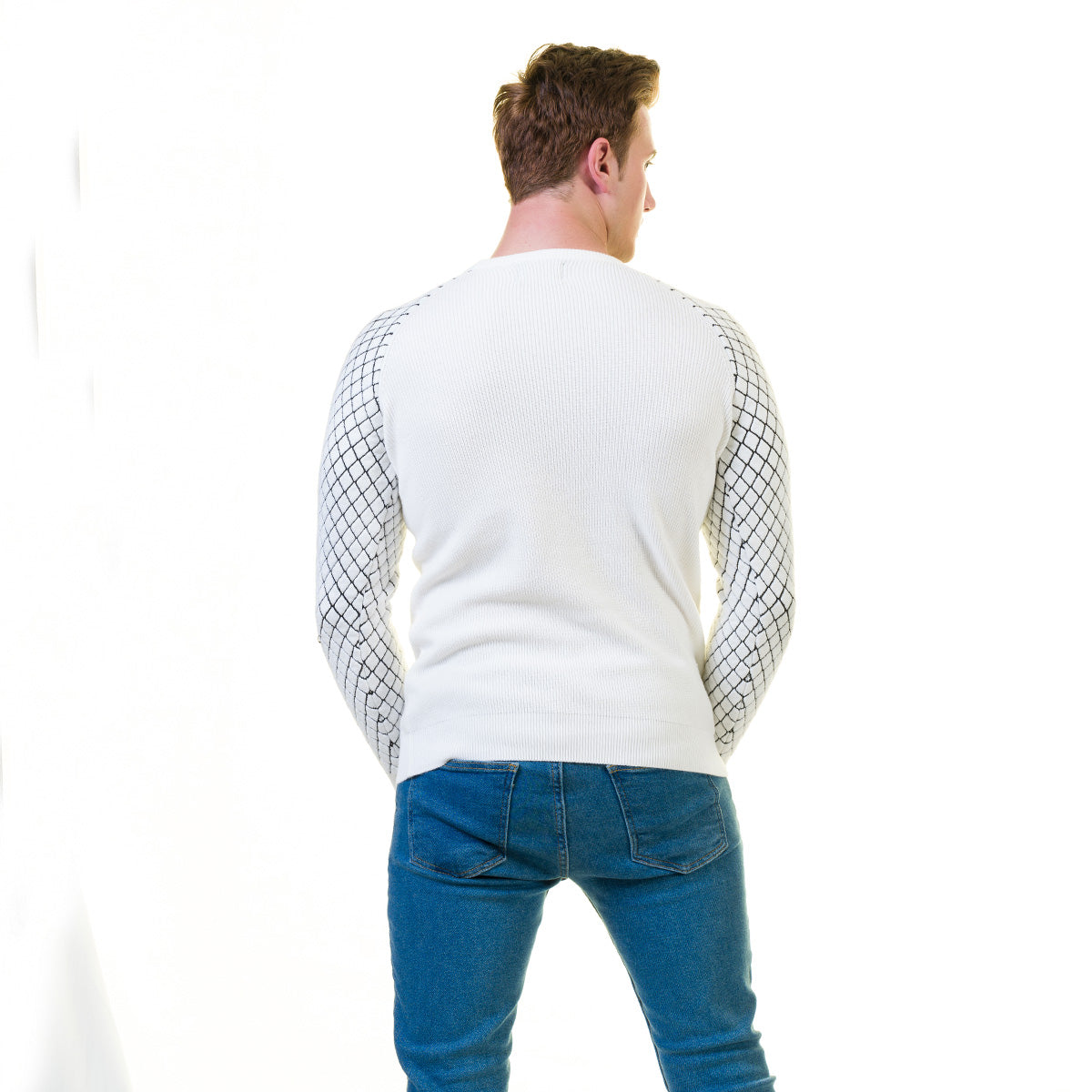 Grey and White European Wool Luxury Zippered With Sweater Jacket Warm Winter Tailor Fit - Image 5