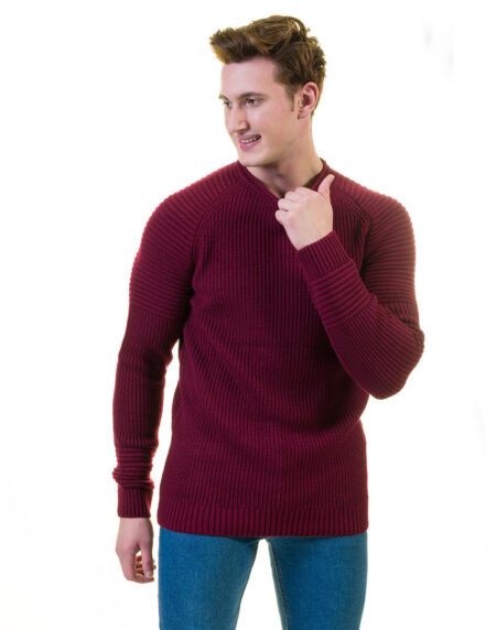 Solid Maroon European Wool Luxury Zippered With Sweater Jacket Warm Winter Tailor Fit