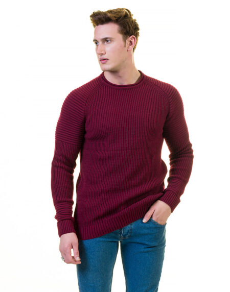 Solid Maroon European Wool Luxury Zippered With Sweater Jacket Warm Winter Tailor Fit