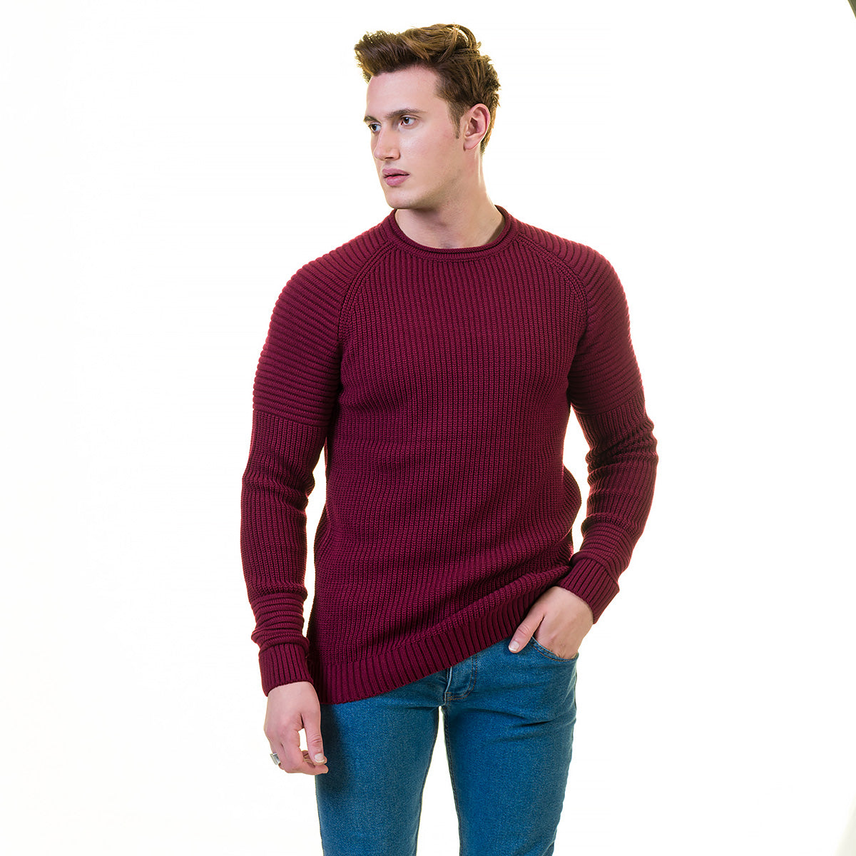 Solid Maroon European Wool Luxury Zippered With Sweater Jacket Warm Winter Tailor Fit - Image 6