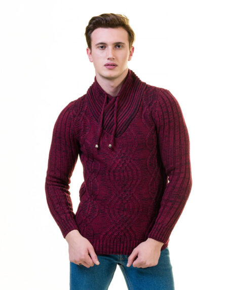 Maroon Hoodie European Wool Luxury Zippered With Sweater Jacket Warm Winter Tailor Fit