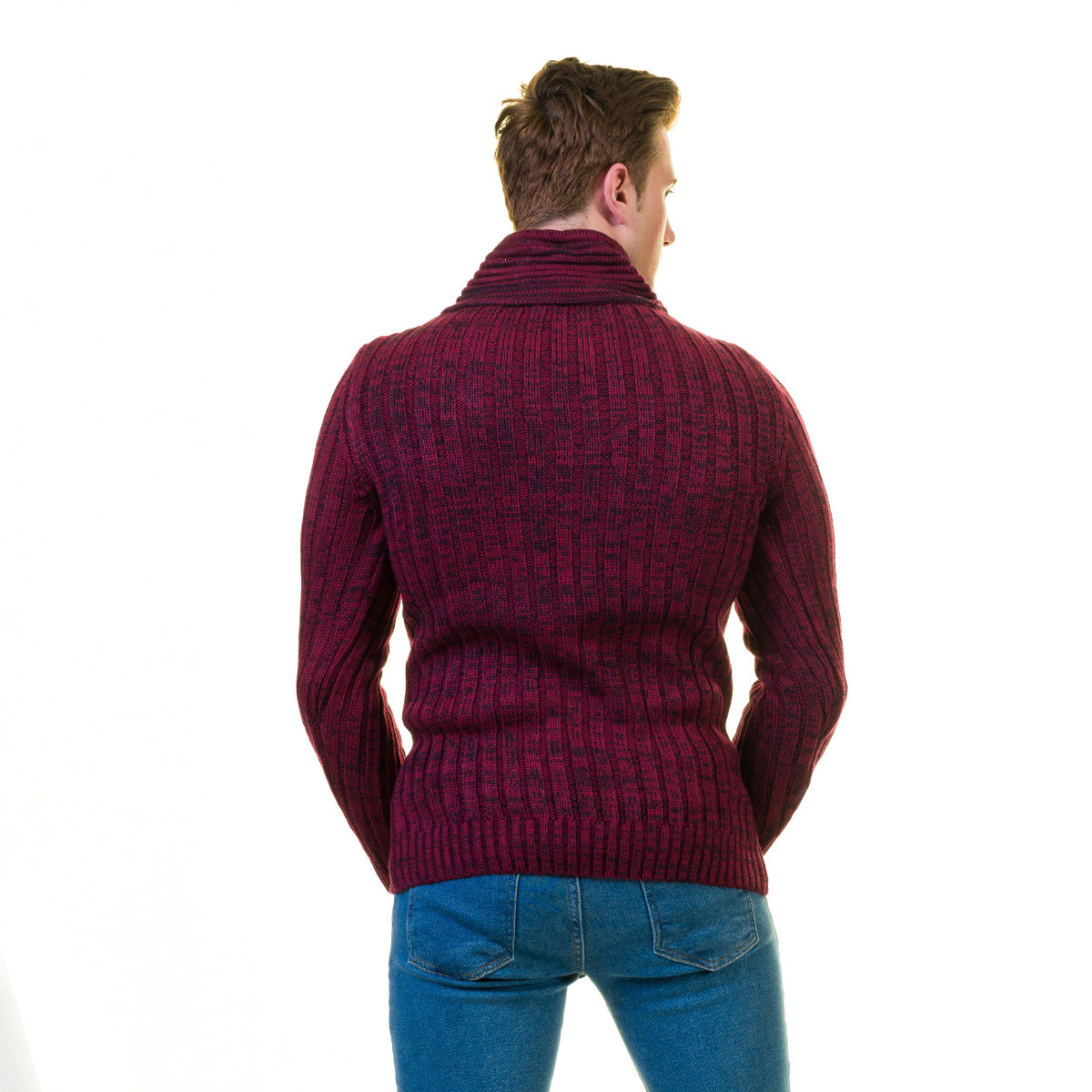 Maroon Hoodie European Wool Luxury Zippered With Sweater Jacket Warm Winter Tailor Fit - Image 6
