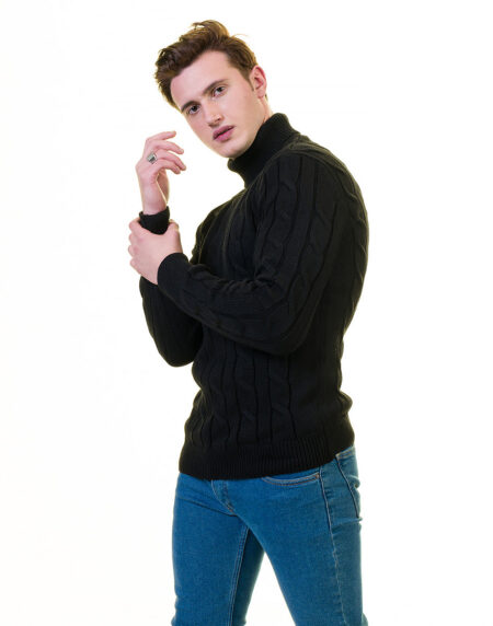 Black European Wool Luxury Zippered With Sweater Jacket Warm Winter Tailor Fit