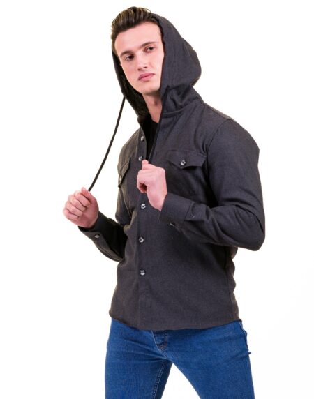 Solid Grey European Wool Luxury Zippered With Hoodie Sweater Jacket Warm Winter Tailor Fit