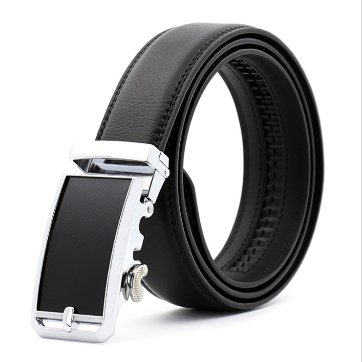 Amedeo Exclusive Men's Black Belt Black Silver Buckle Standard Leather - Amedeo Exclusive