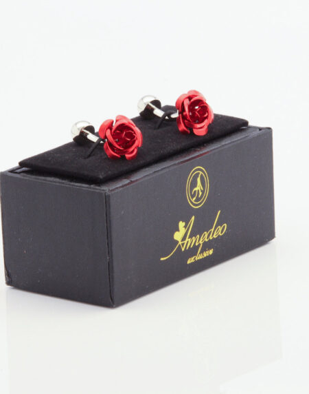 Men’s Stainless Steel Red Rose Cufflinks With Box