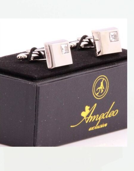 Silver Small White Mens Stainless Steel Square Cufflinks For Shirt With Box – Hand Crafted Perfect