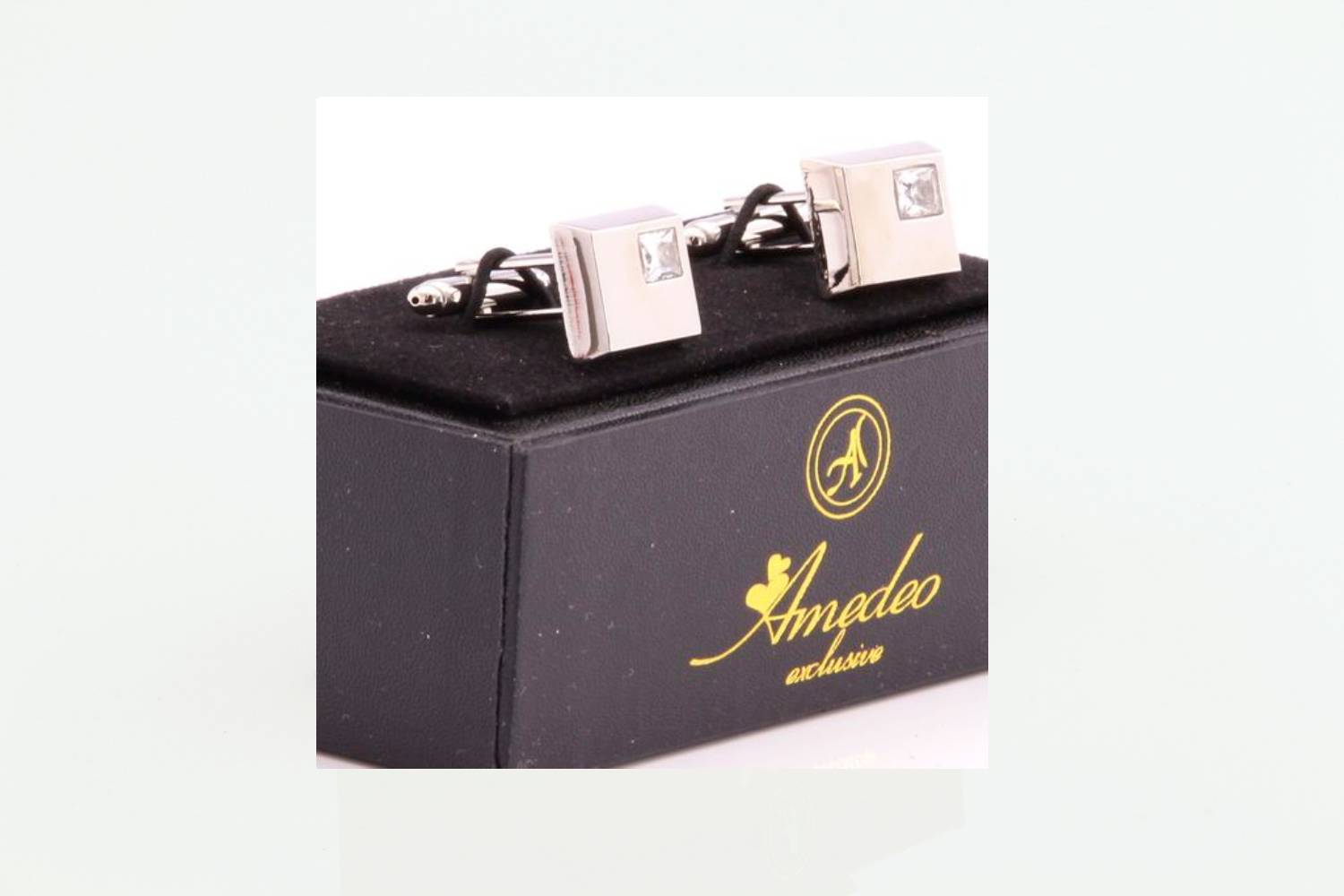 Silver Small White Mens Stainless Steel Square Cufflinks For Shirt With Box - Hand Crafted Perfect - Image 2