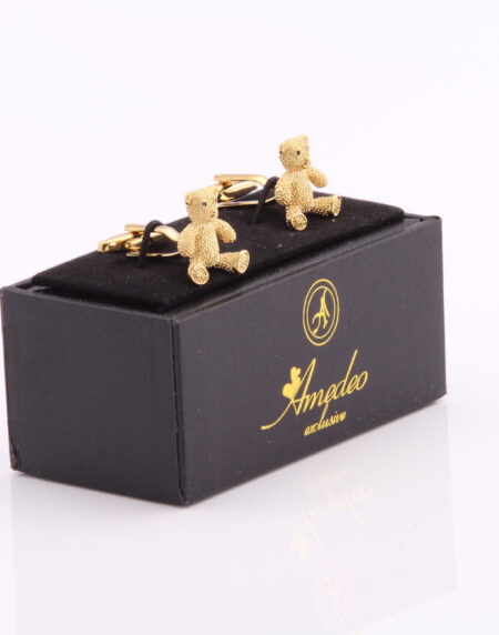 Mens Stainless Steel Gold Bears Cufflinks for Shirt with Box – Hand Crafted Perfect Gift
