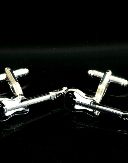 Black and White Guitars Mens Stainless Steel Square Cufflinks for Shirt with Box – Hand Crafted Perfect Gift