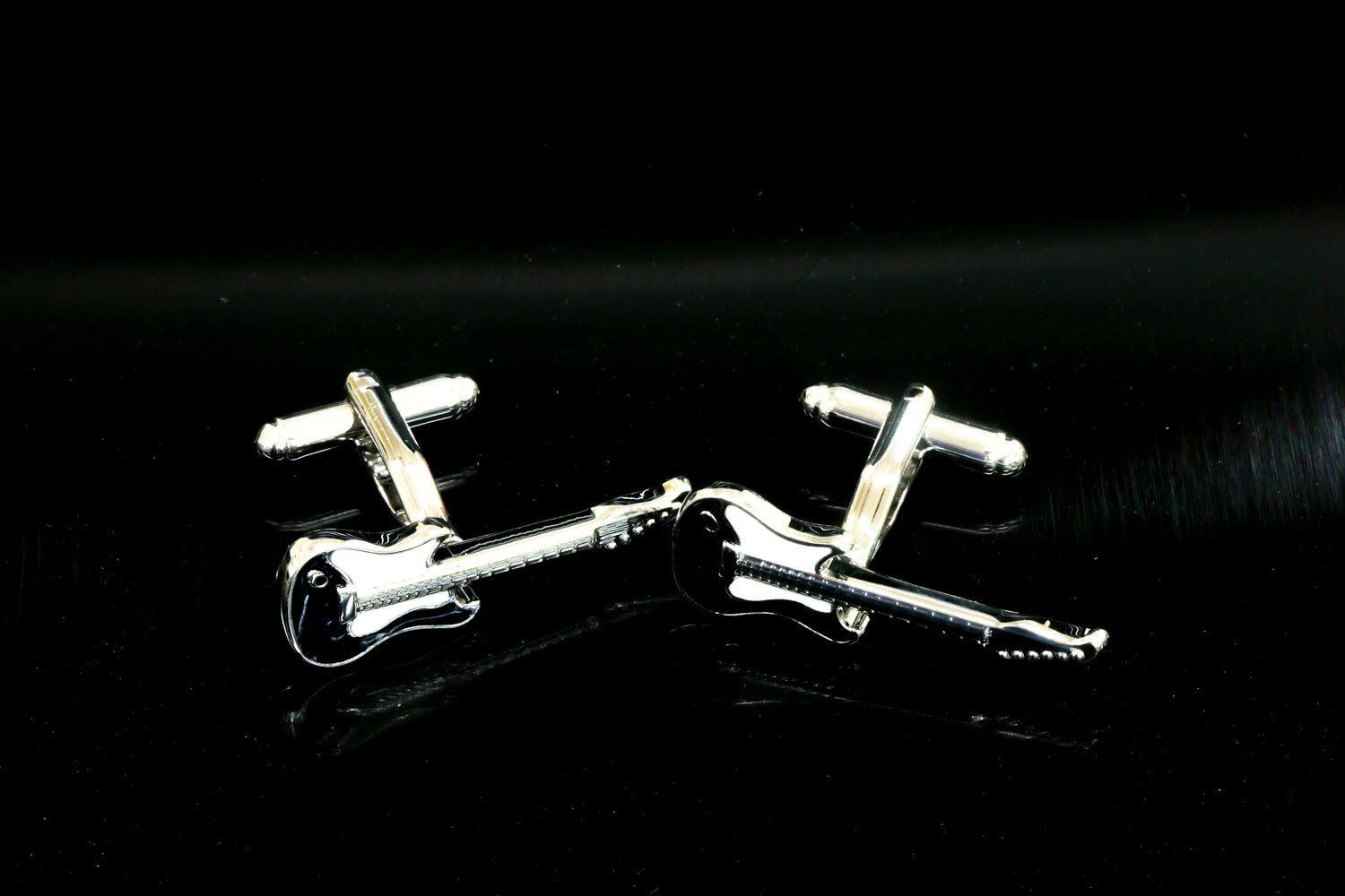 Black and White Guitars Mens Stainless Steel Square Cufflinks for Shirt with Box – Hand Crafted Perfect Gift