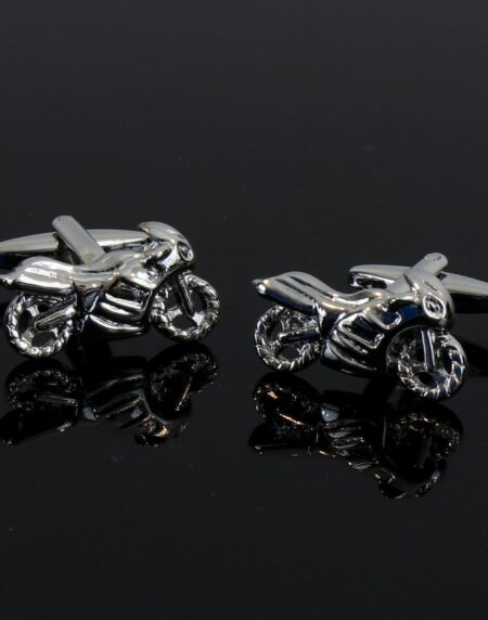 Men's Stainless Steel Silver Motorbikes Cufflinks with Box - Amedeo Exclusive