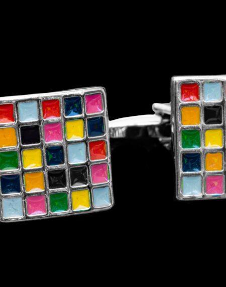 Colorful Cubes Mens Stainless Steel Square Cufflinks for Shirt with Box – Hand Crafted Perfect Gift