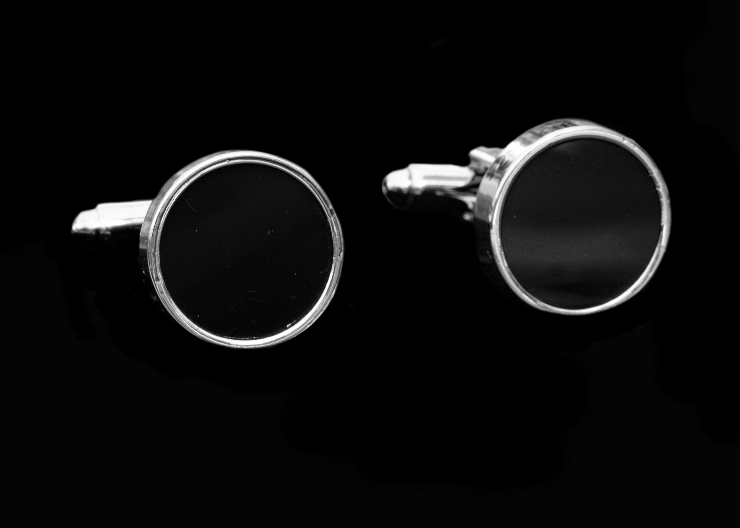 Silver Black Circles Mens Stainless Steel Square Cufflinks for Shirt with Box – Hand Crafted Perfect Gift