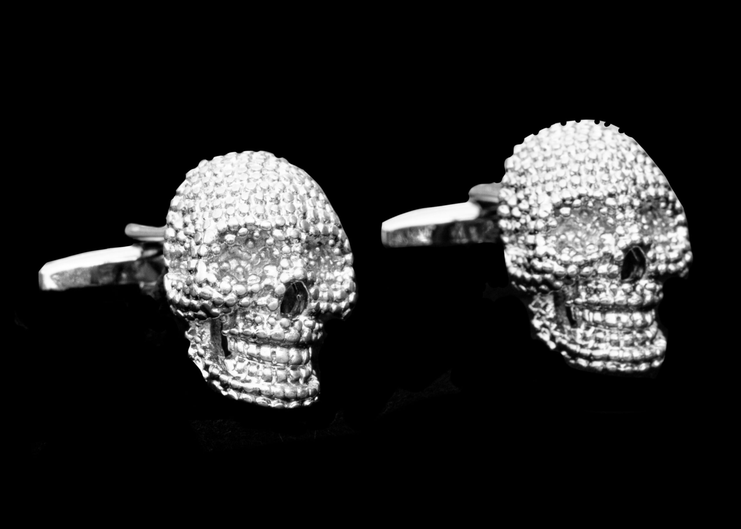 Silver Skulls Circles Mens Stainless Steel Square Cufflinks for Shirt with Box – Hand Crafted Perfect Gift