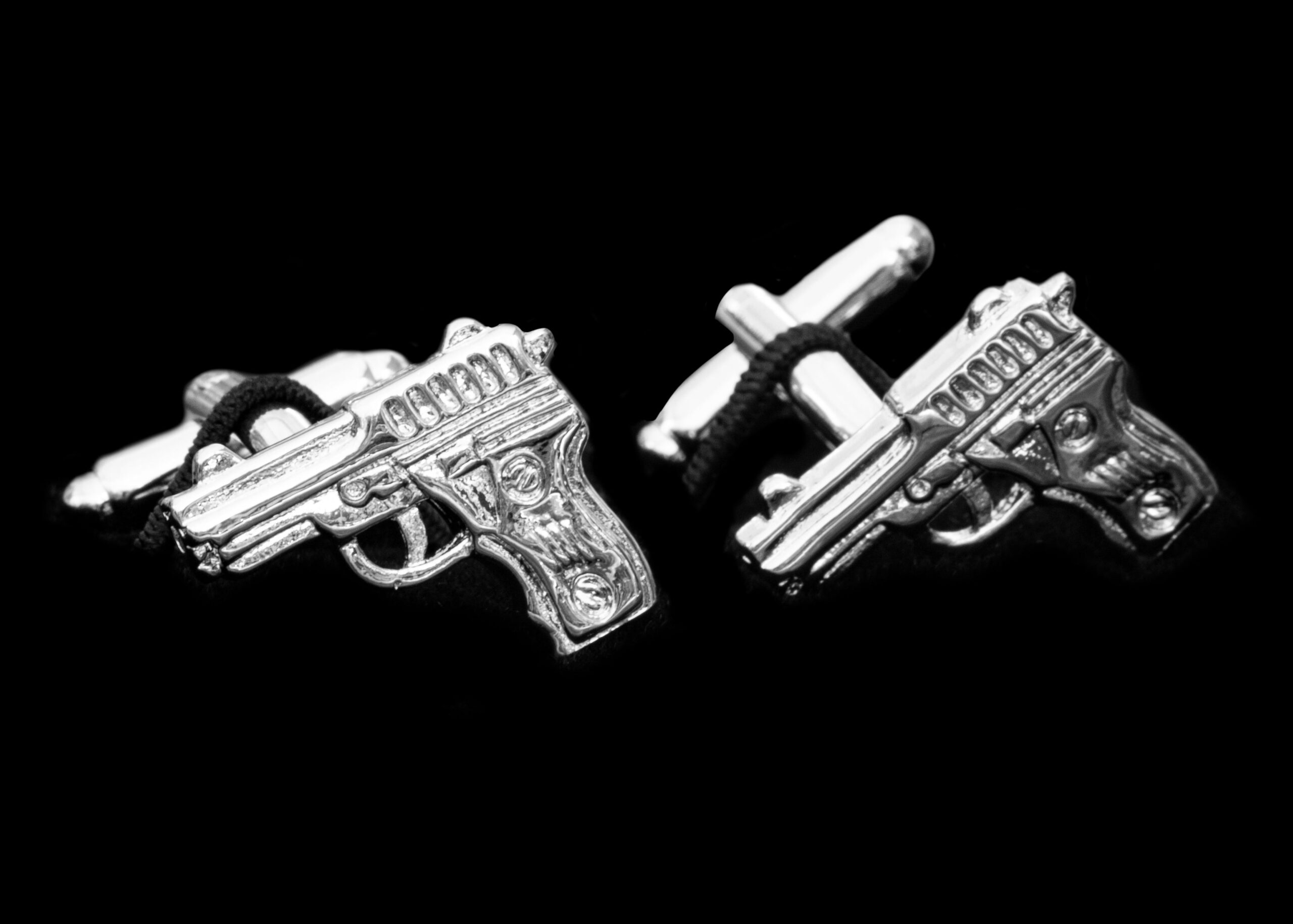 Silver Guns Mens Stainless Steel Square Cufflinks for Shirt with Box – Hand Crafted Perfect Gift