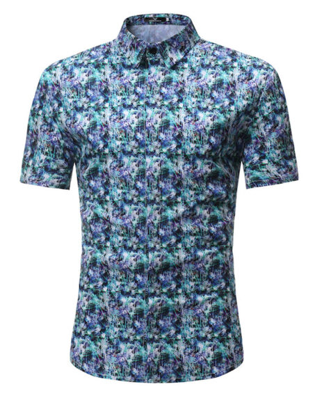 Men's Button down Tailor Fit Soft 100% Cotton Short Sleeve Dress Shirt Turqouise Multi Color check casual And Formal - Amedeo Exclusive