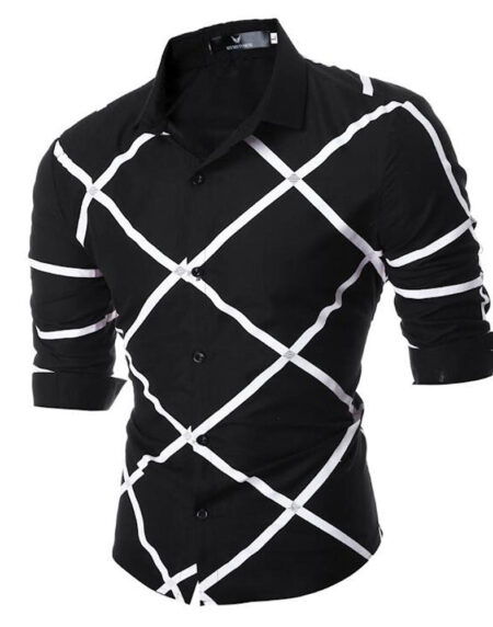 Men's Button down Tailor Fit Soft 100% Cotton Short Sleeve Dress Shirt Black Check casual And Formal - Amedeo Exclusive