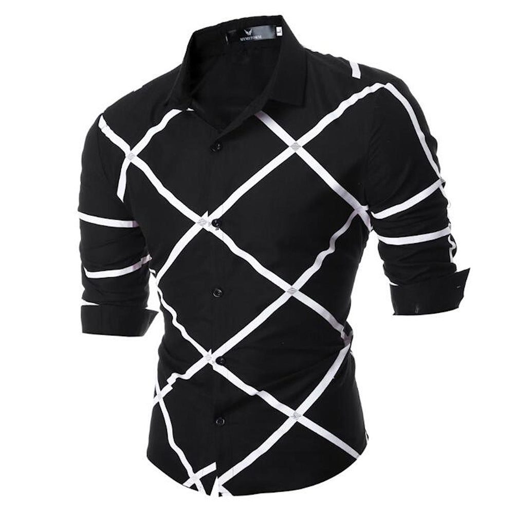 Men's Button down Tailor Fit Soft 100% Cotton Short Sleeve Dress Shirt Black Check casual And Formal - Amedeo Exclusive