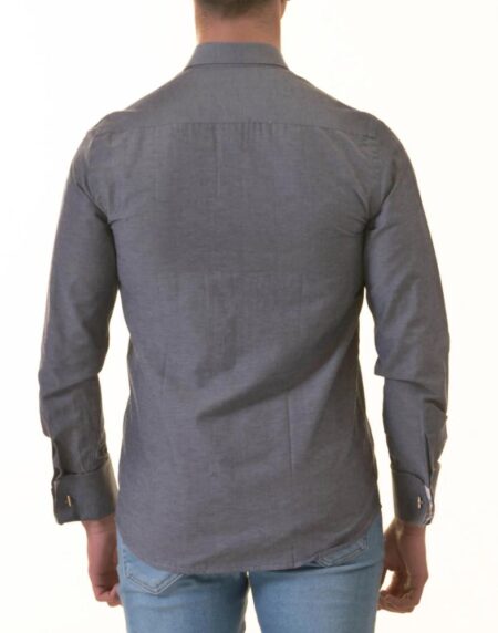 Bluish Slim Fit French Cuff Shirt for Men – Long Sleeve (Floral Design Inside)