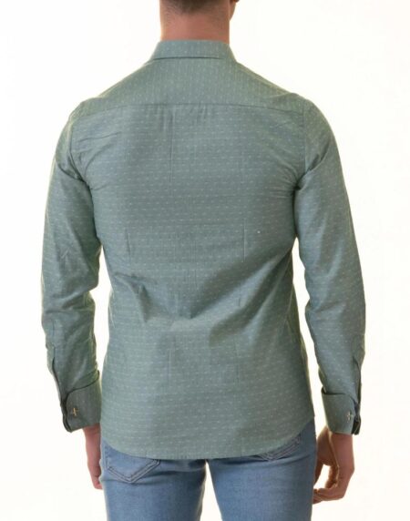 Green French Cuff Shirt for Men – Slim Fit, Cotton (Emerald Green Design Inside)