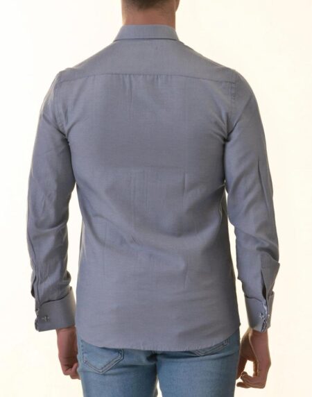 Grey French Cuff Shirt — Slim Fit, Floral Reversible Cuff