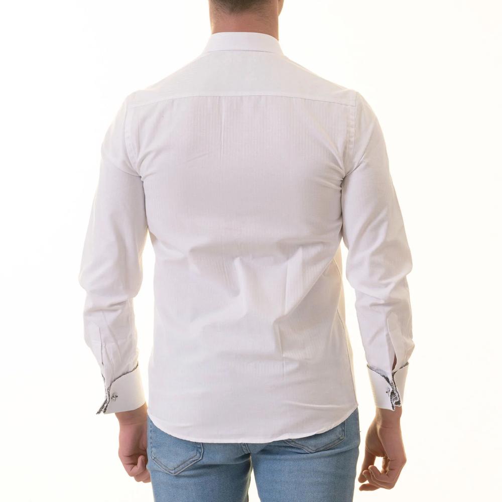White French Double Cuff Shirt for Men - Slim Fit, Cotton (Black Design Inside) - Image 3