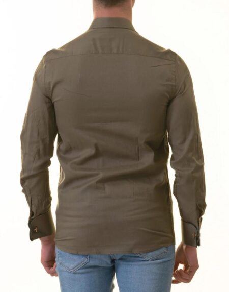 Green French Cuff Shirt — Slim Fit, Paisley Reversible Cuff
