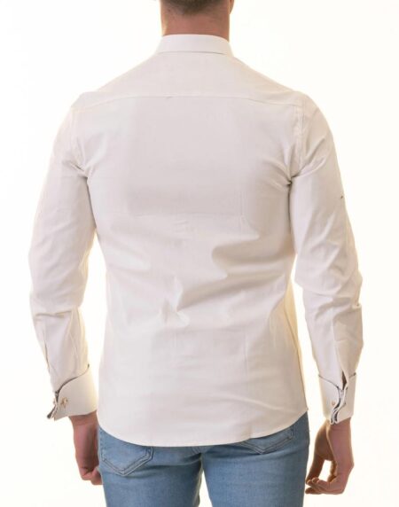 White French Cuff Shirt for Men- Slim Fit, Cotton Shirt (Floral Design Inside)